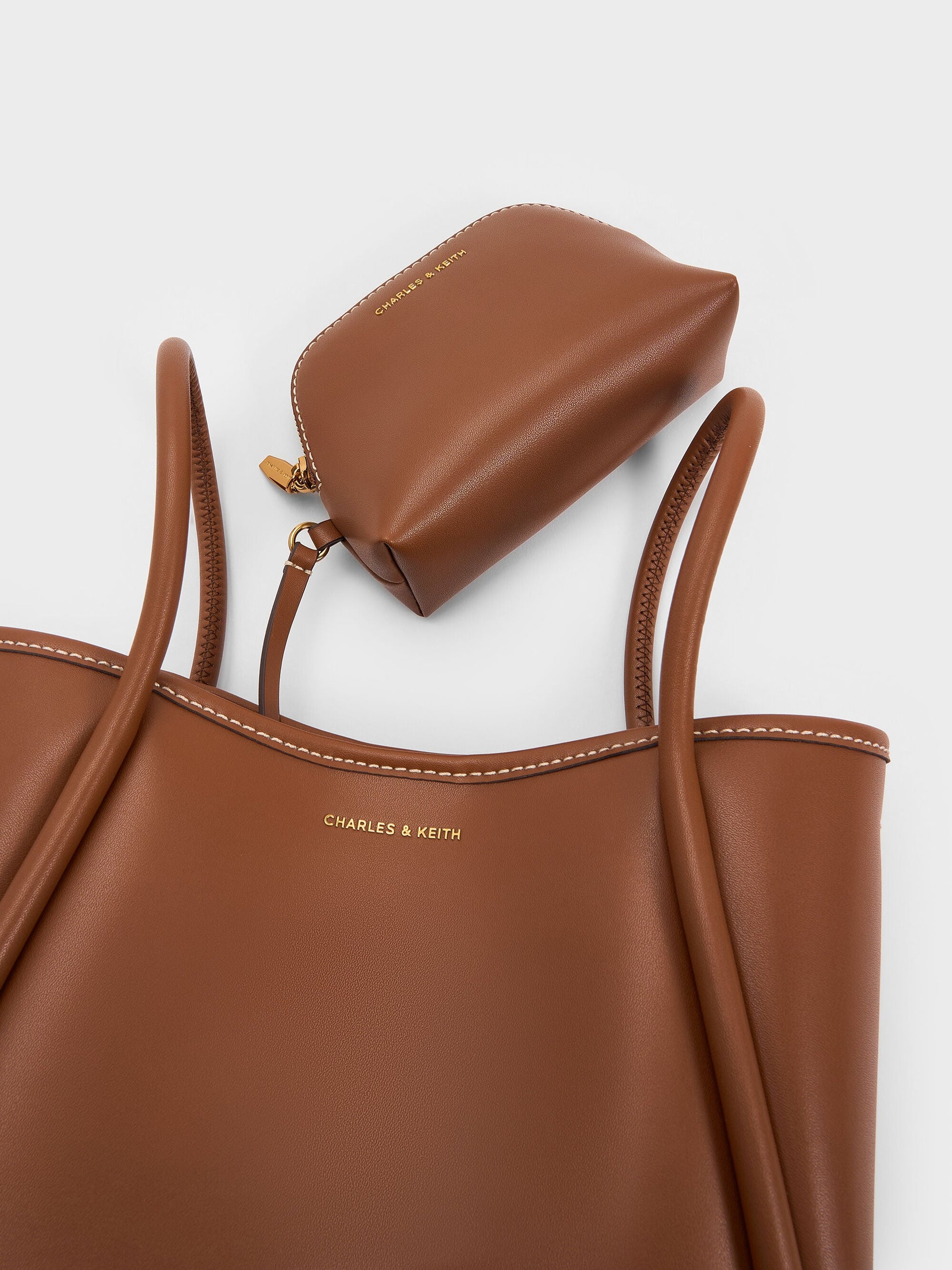 Mini Lyla Tubular Tote Bag - Chocolate | CHARLES & KEITH