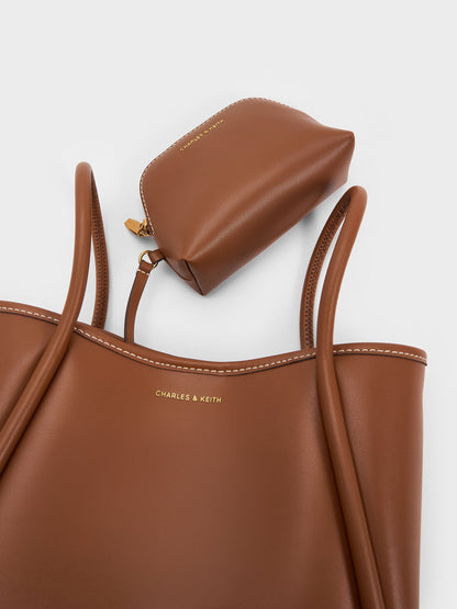 Mini Lyla Tubular Tote Bag - Chocolate | CHARLES & KEITH