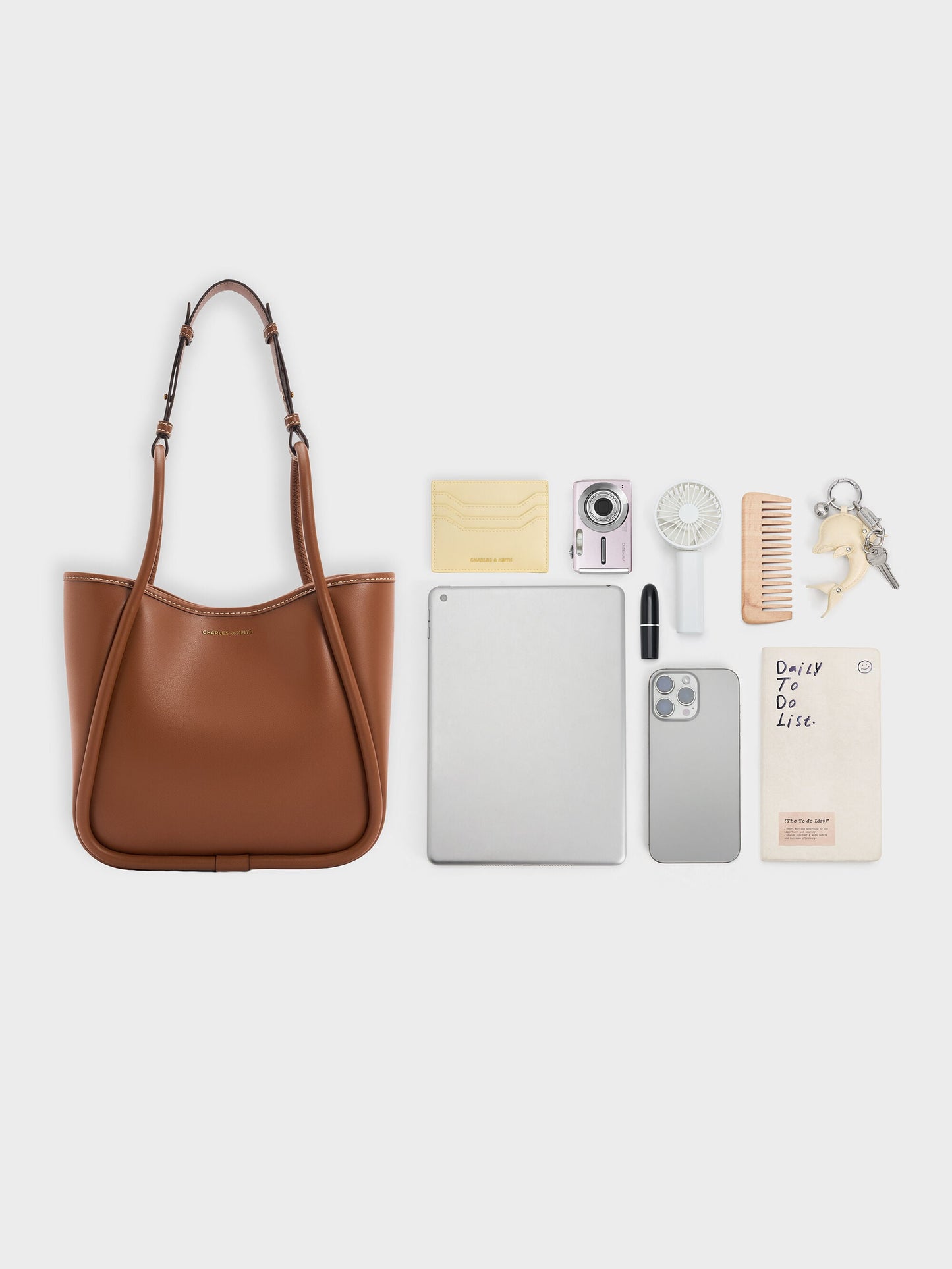 Mini Lyla Tubular Tote Bag - Chocolate | CHARLES & KEITH