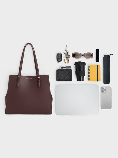 Sansa Tote Bag - Plum | CHARLES & KEITH