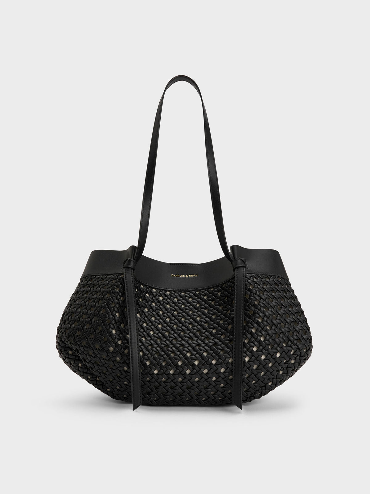 Calla Woven Tote Bag - Black | CHARLES & KEITH