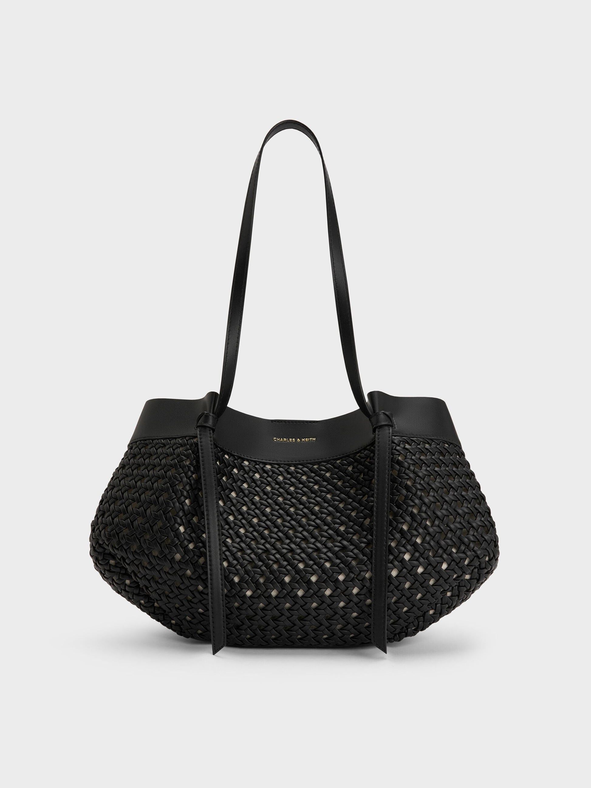 Calla Woven Tote Bag - Black | CHARLES & KEITH