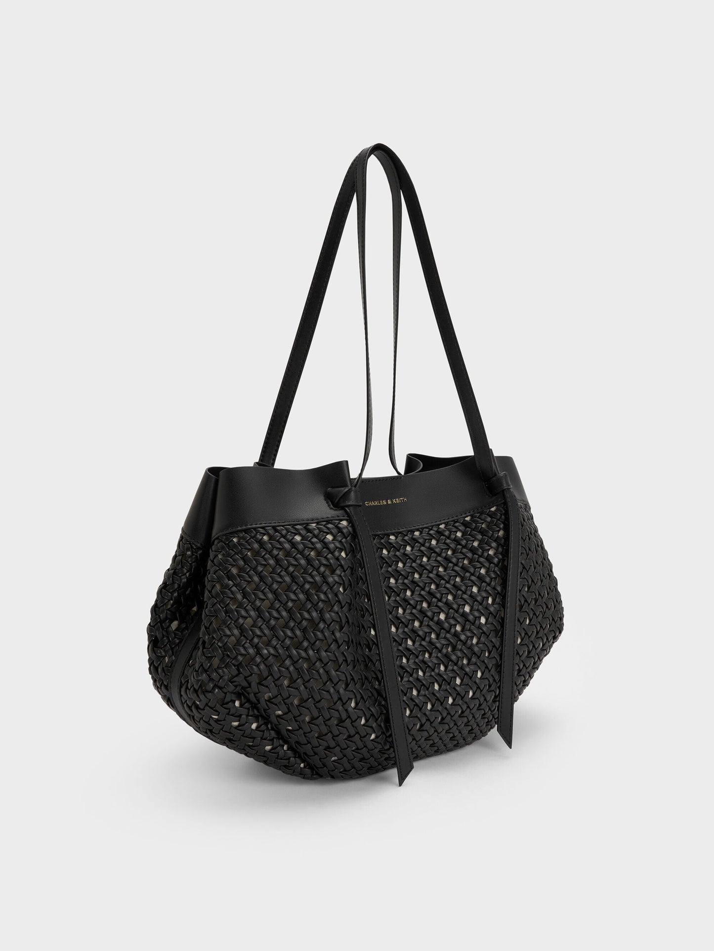 Calla Woven Tote Bag - Black | CHARLES & KEITH