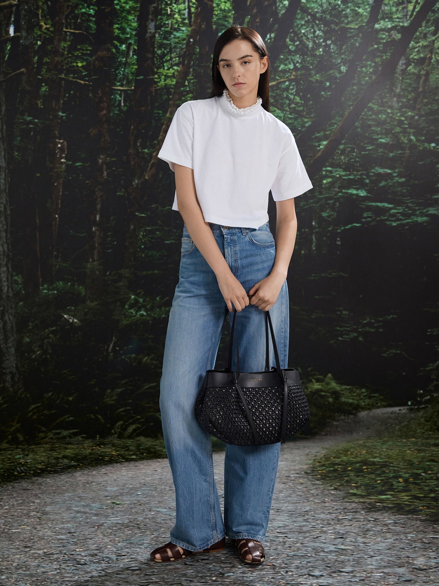 Calla Woven Tote Bag - Black | CHARLES & KEITH