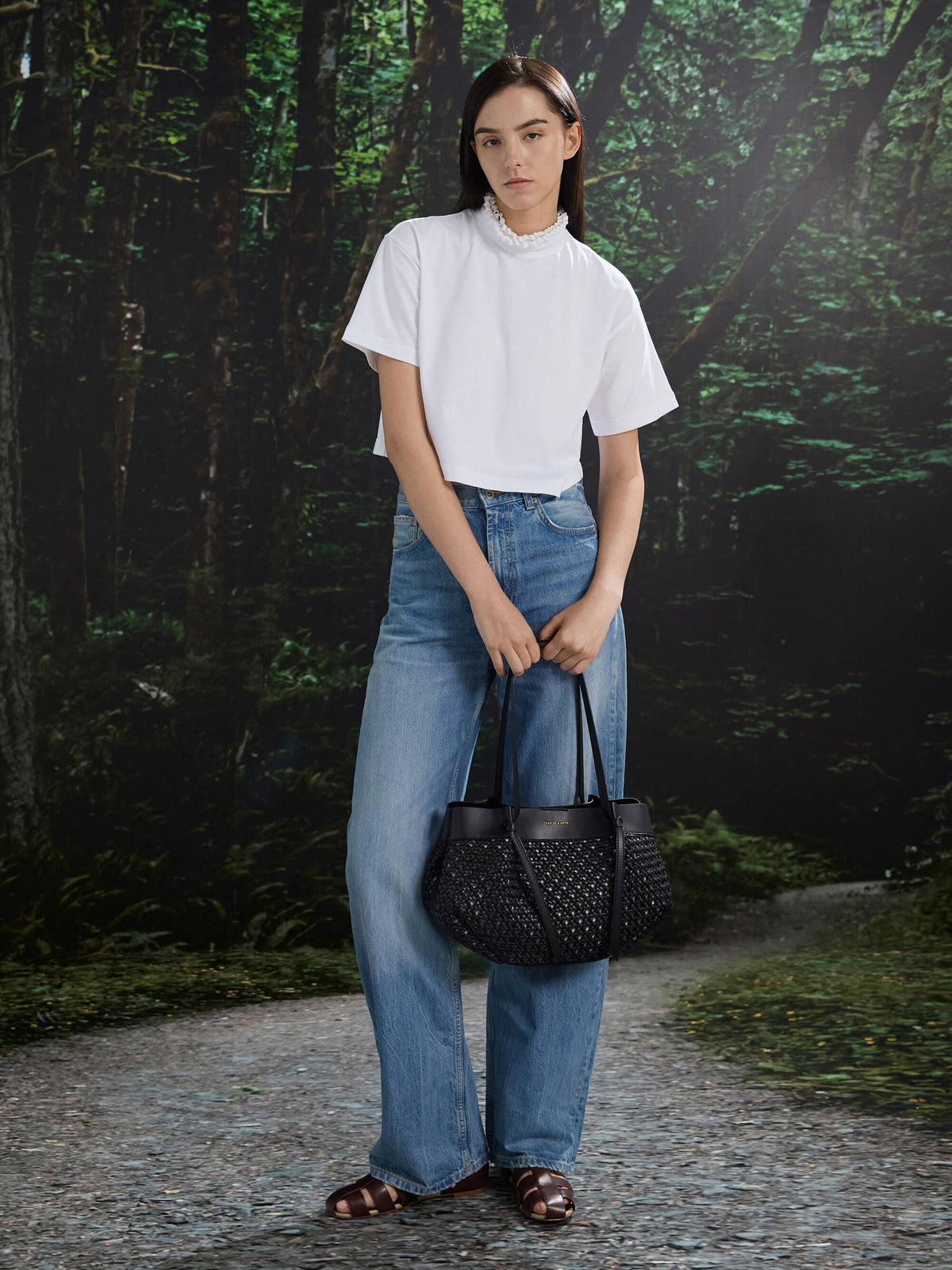 Calla Woven Tote Bag - Black | CHARLES & KEITH