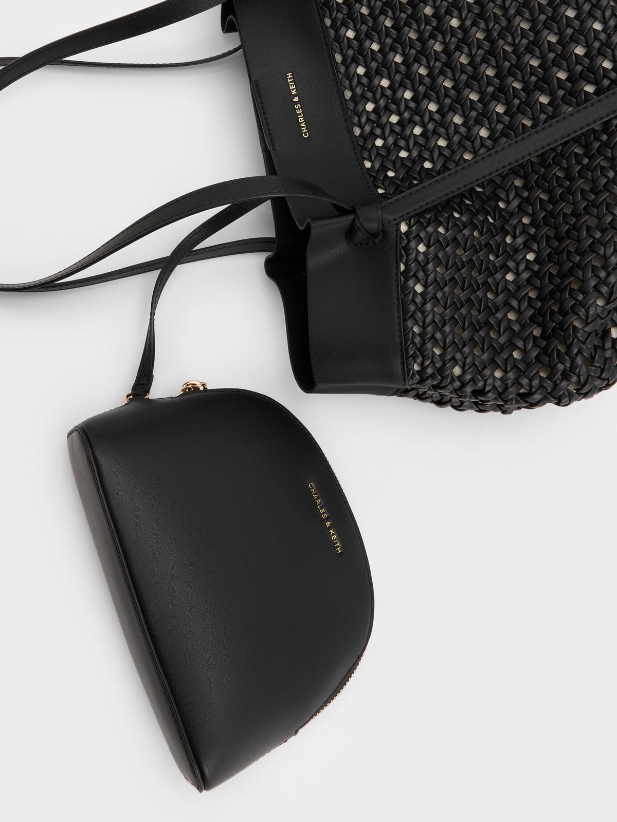 Calla Woven Tote Bag - Black | CHARLES & KEITH