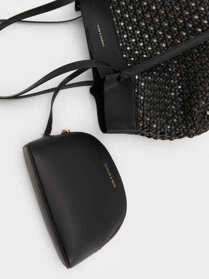 Calla Woven Tote Bag - Black | CHARLES & KEITH