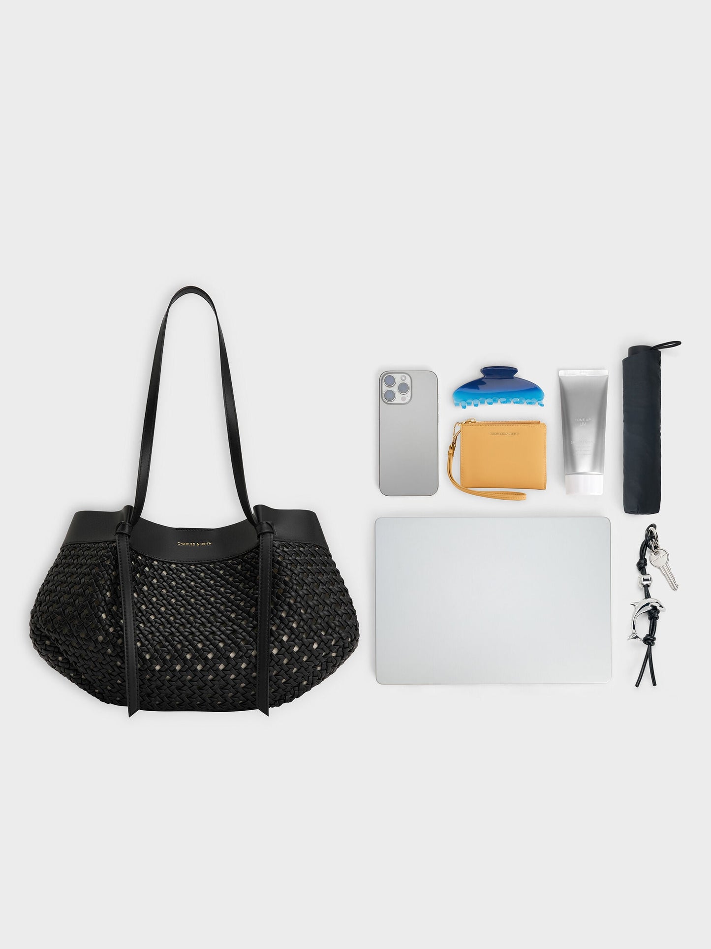 Calla Woven Tote Bag - Black | CHARLES & KEITH