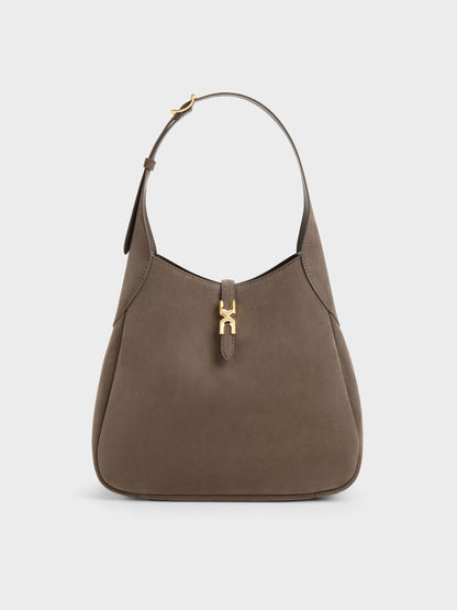Adalyn Hobo Bag - Stone Grey | CHARLES & KEITH