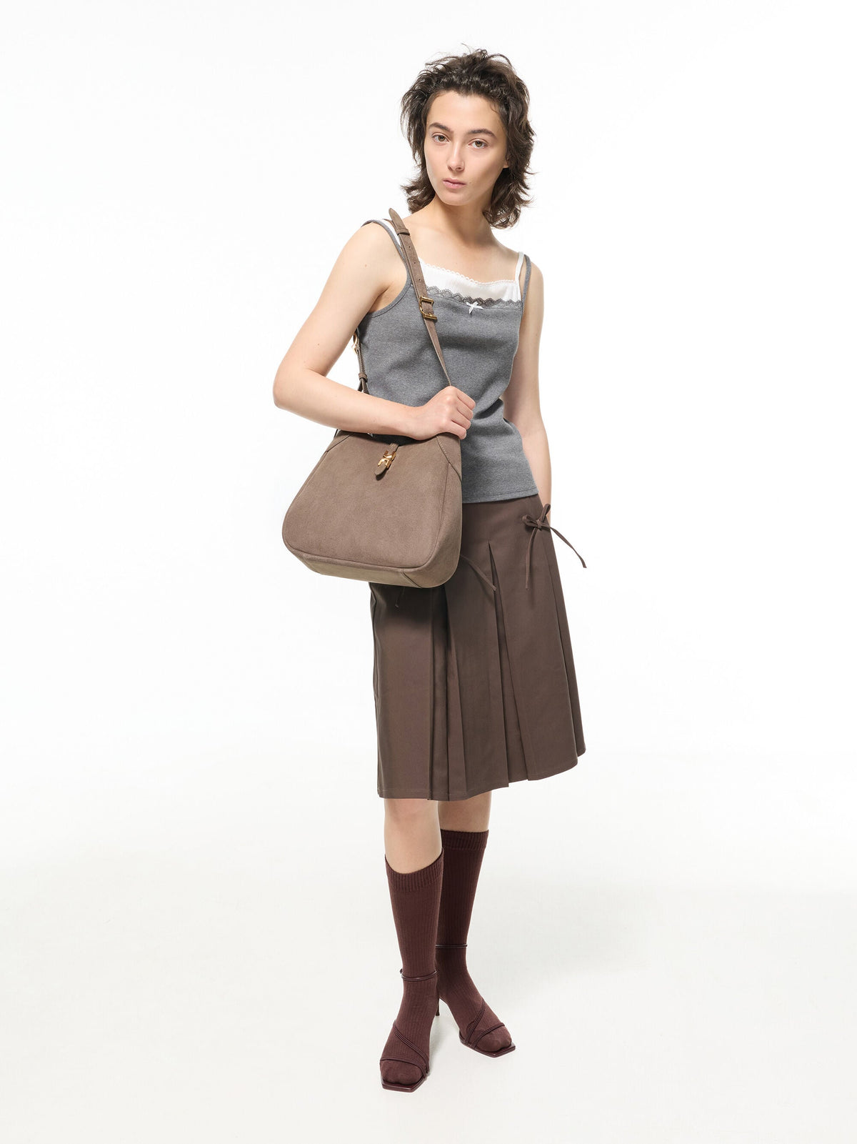 Adalyn Hobo Bag - Stone Grey | CHARLES & KEITH