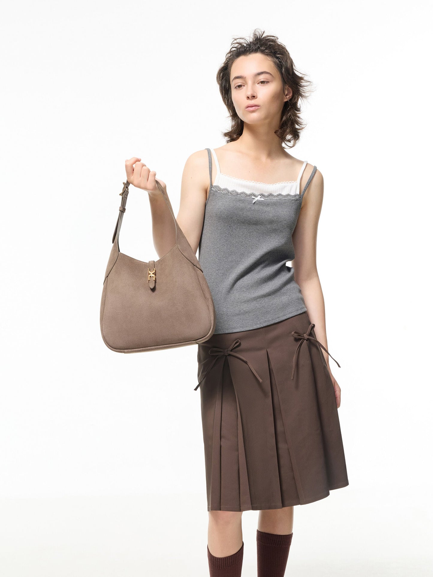 Adalyn Hobo Bag - Stone Grey | CHARLES & KEITH