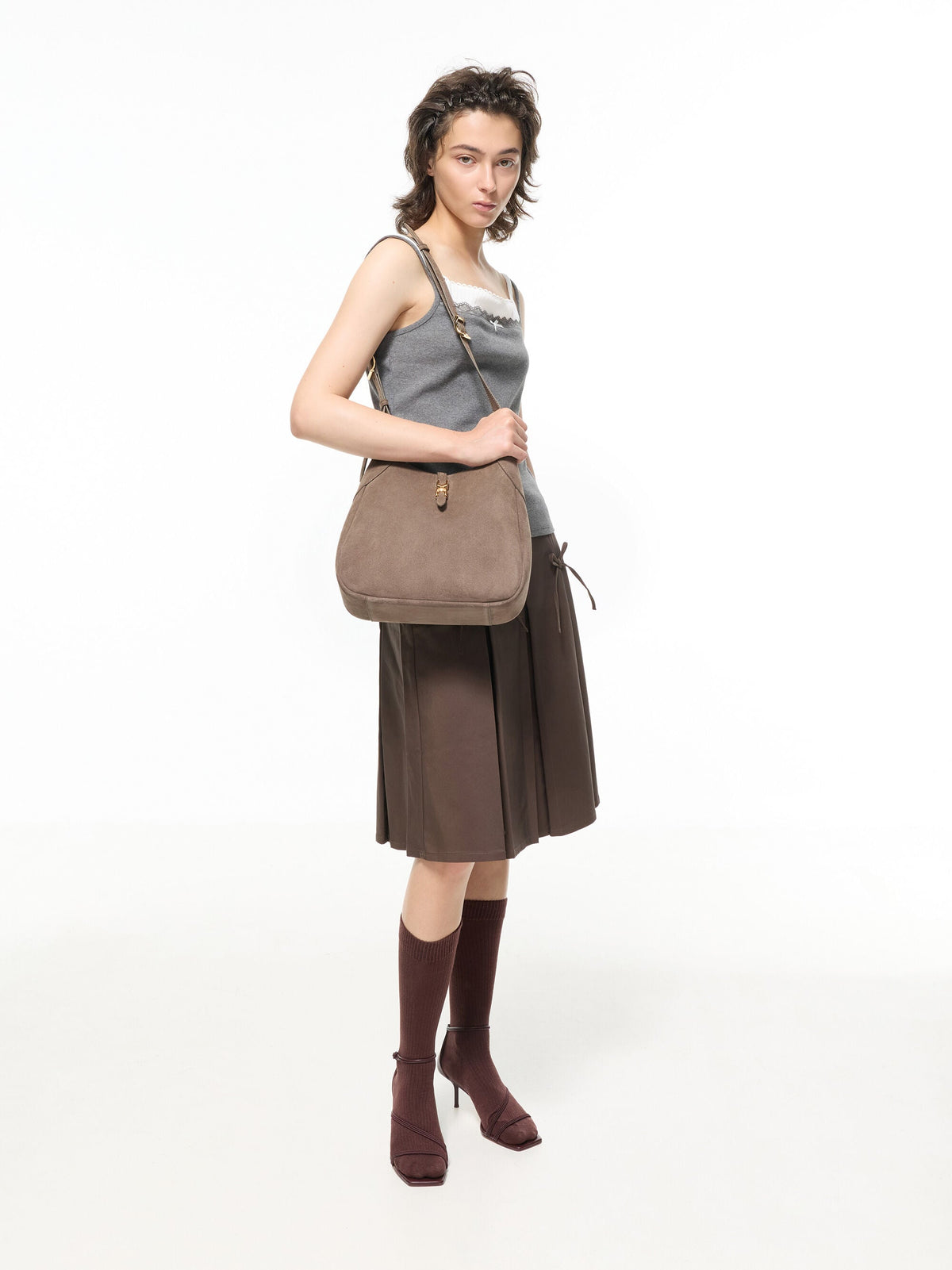 Adalyn Hobo Bag - Stone Grey | CHARLES & KEITH