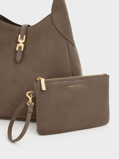 Adalyn Hobo Bag - Stone Grey | CHARLES & KEITH