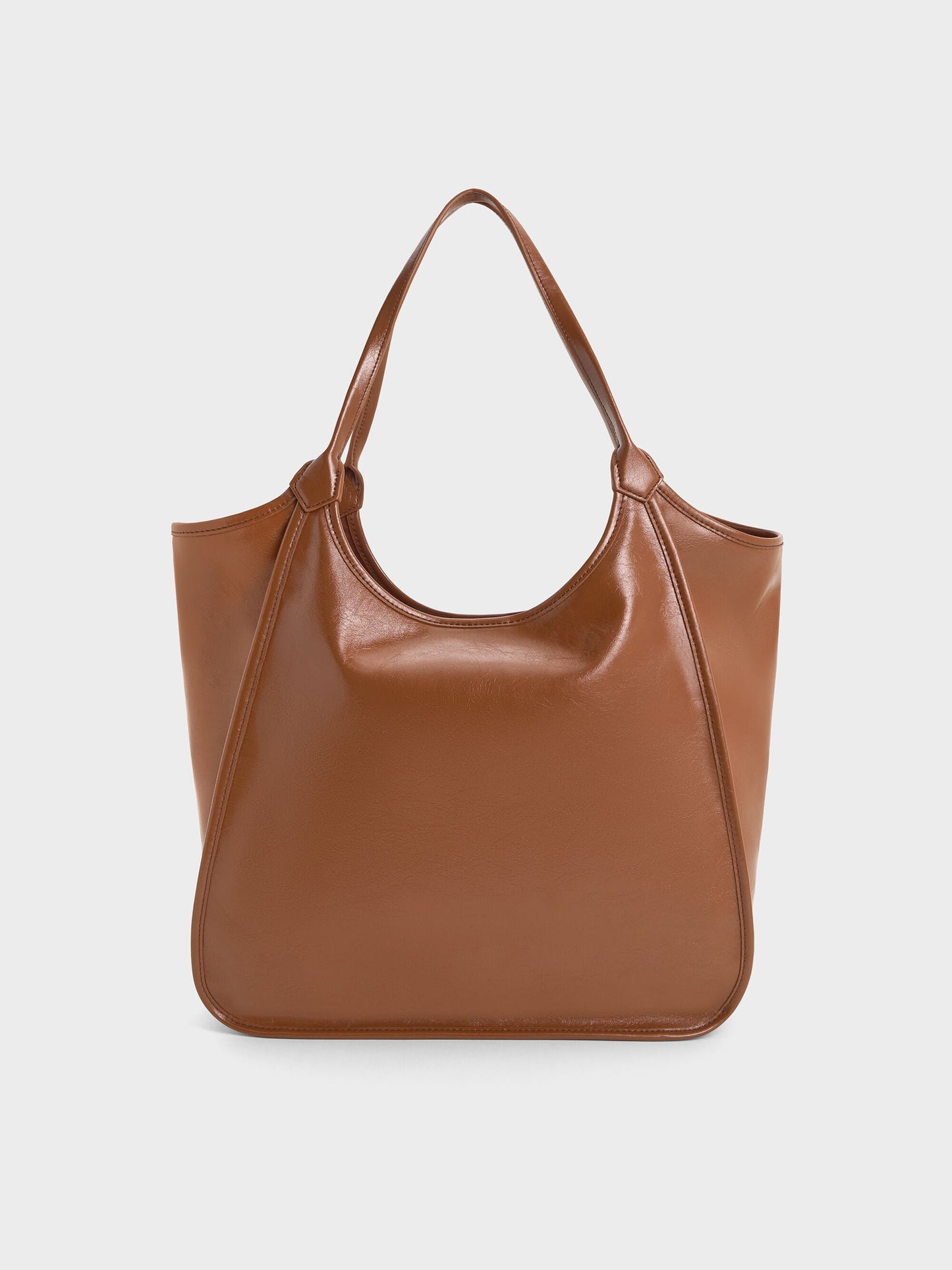 Sianna Crinkle-Effect Slouchy Tote Bag - Chocolate | CHARLES & KEITH