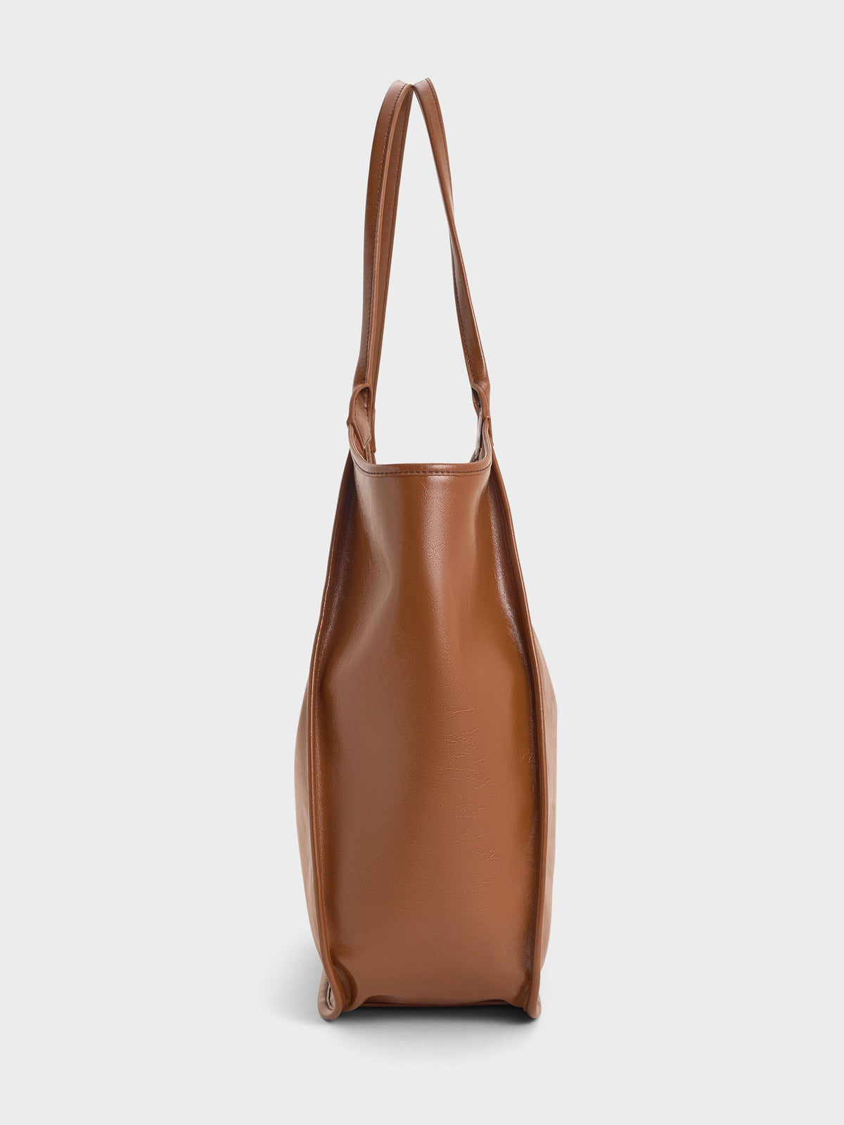 Sianna Crinkle-Effect Slouchy Tote Bag - Chocolate | CHARLES & KEITH