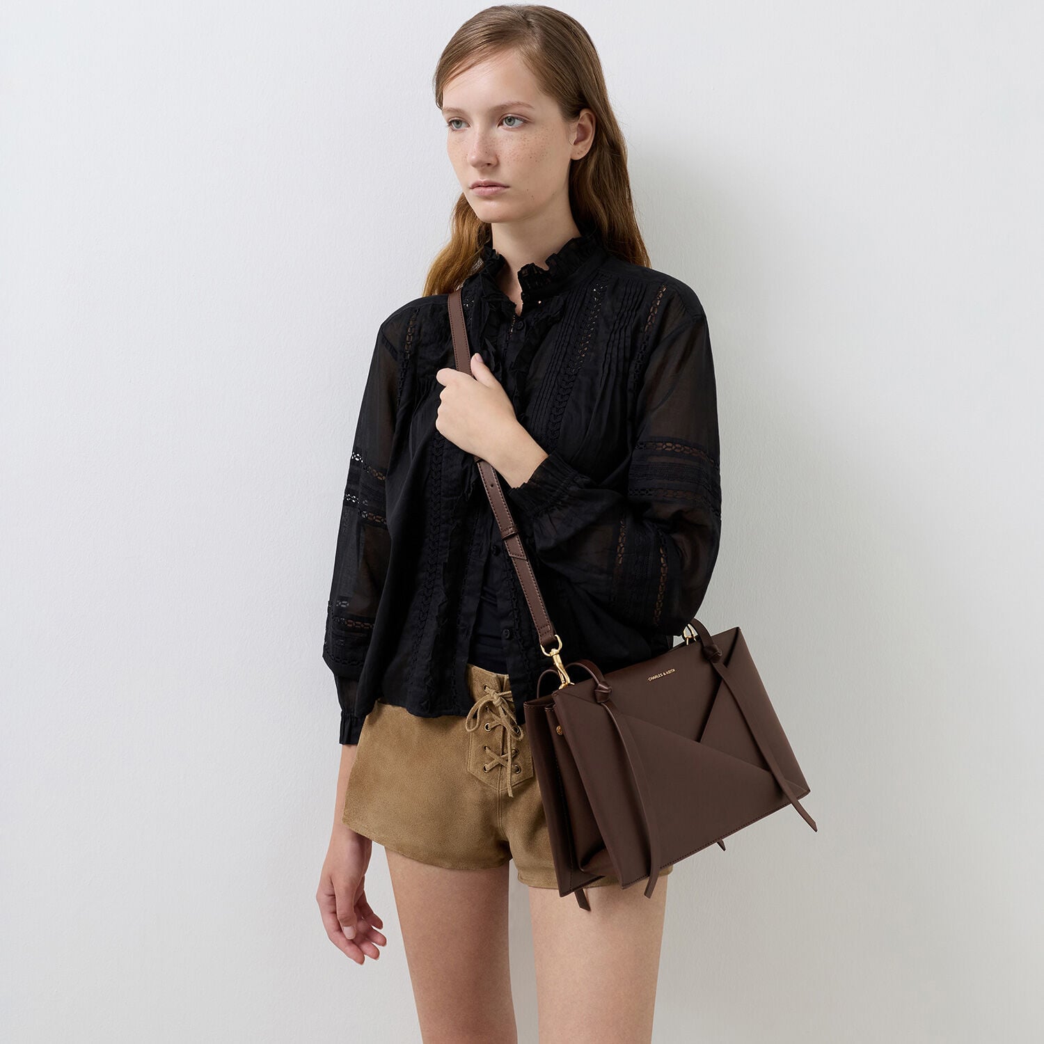 Midori Geometric Tote Bag - Espresso Brown | CHARLES & KEITH