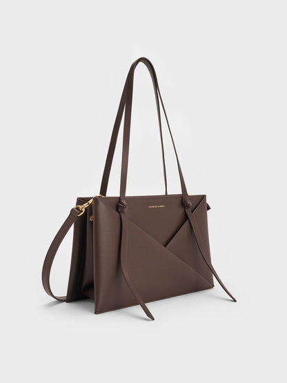 Midori Geometric Tote Bag - Espresso Brown | CHARLES & KEITH