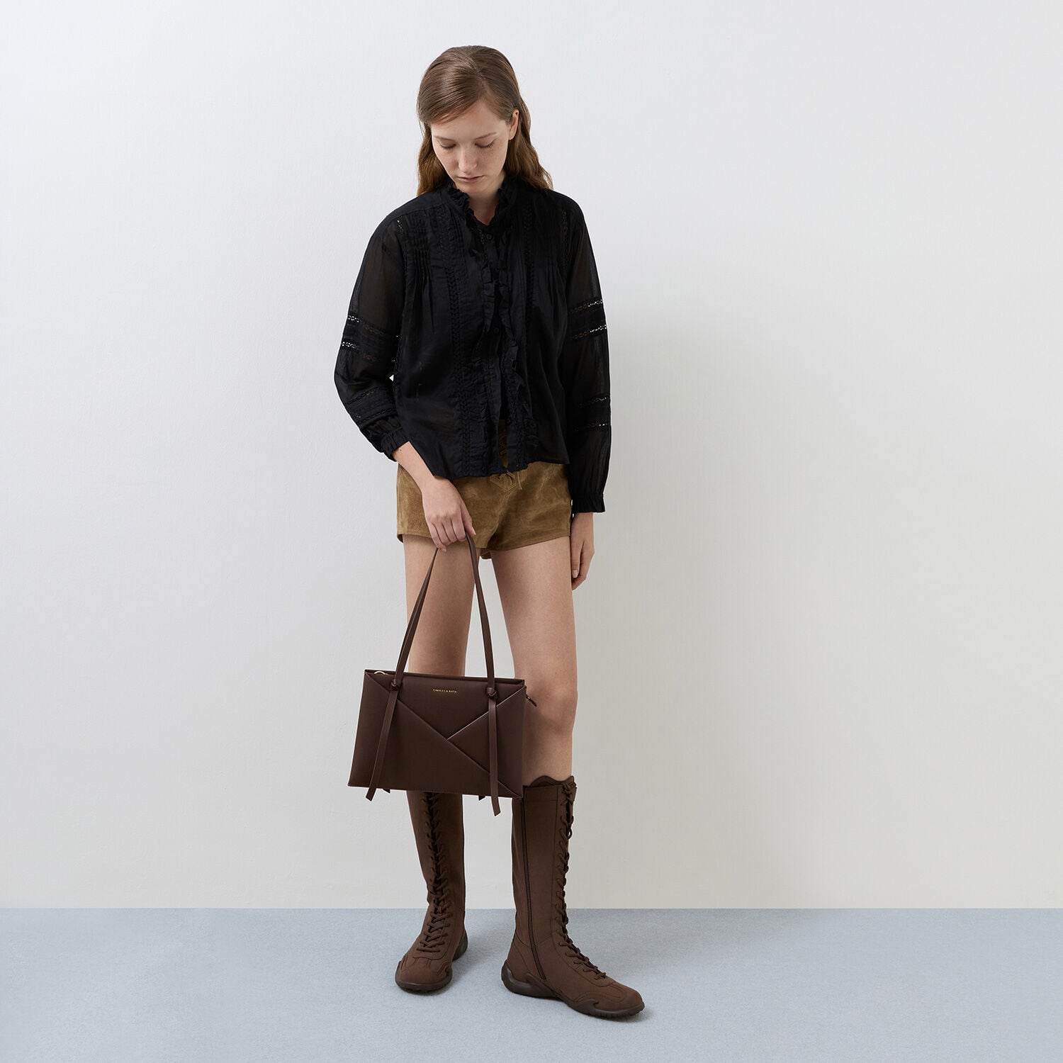 Midori Geometric Tote Bag - Espresso Brown | CHARLES & KEITH