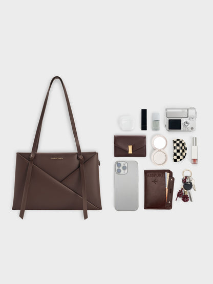 Midori Geometric Tote Bag - Espresso Brown | CHARLES & KEITH