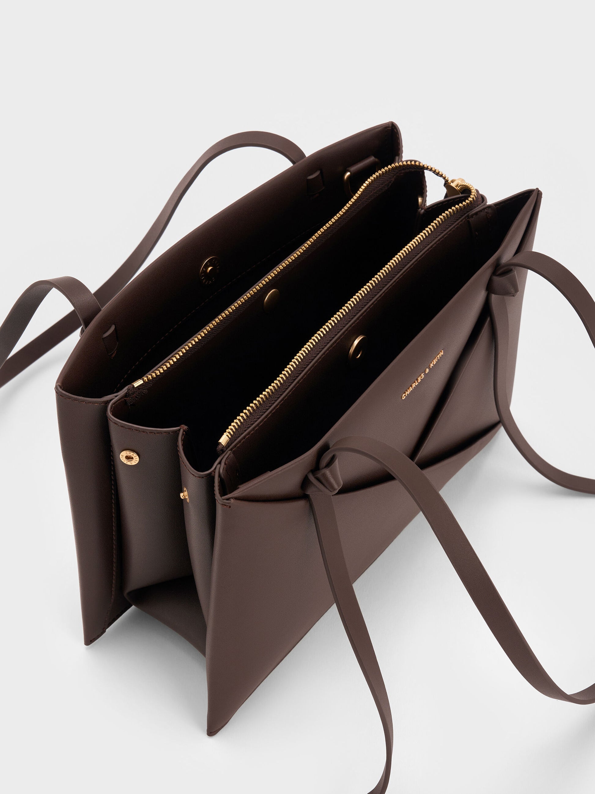 Midori Geometric Tote Bag - Espresso Brown | CHARLES & KEITH