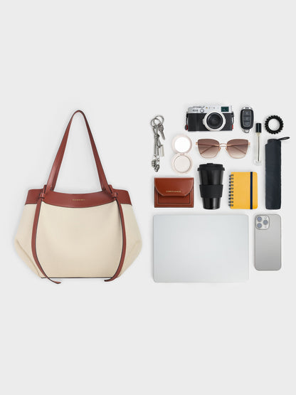 XL Calla Canvas Tote Bag - Brick | CHARLES & KEITH
