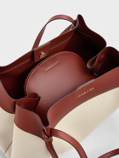 XL Calla Canvas Tote Bag - Brick | CHARLES & KEITH