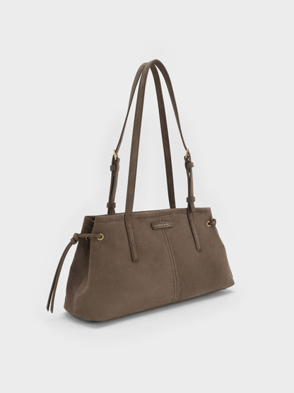 Noane Elongated-Handle Shoulder Bag - Stone Grey | CHARLES & KEITH