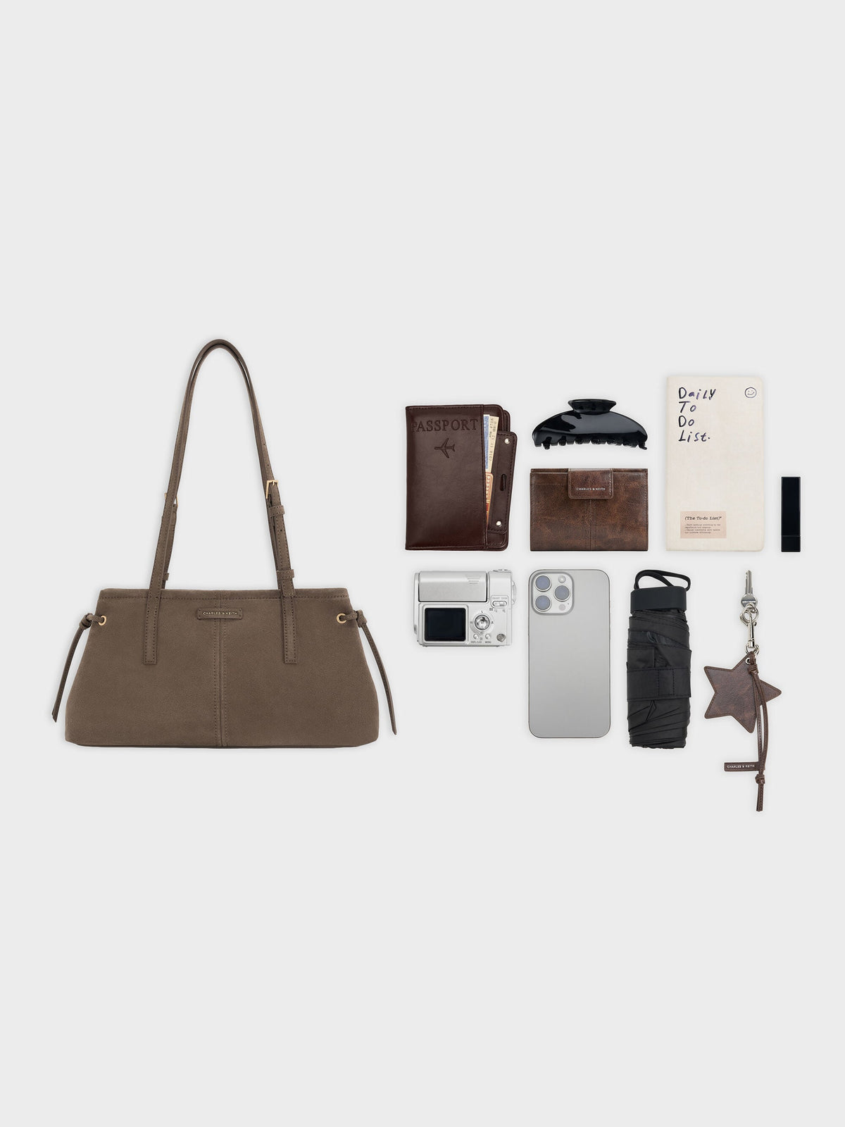 Noane Elongated-Handle Shoulder Bag - Stone Grey | CHARLES & KEITH