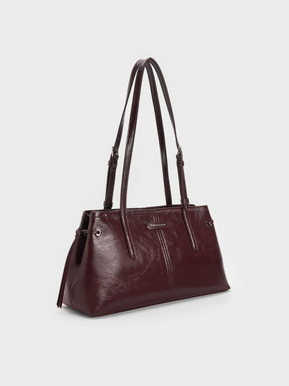 Noane Elongated-Handle Shoulder Bag - Wineberry Red | CHARLES & KEITH