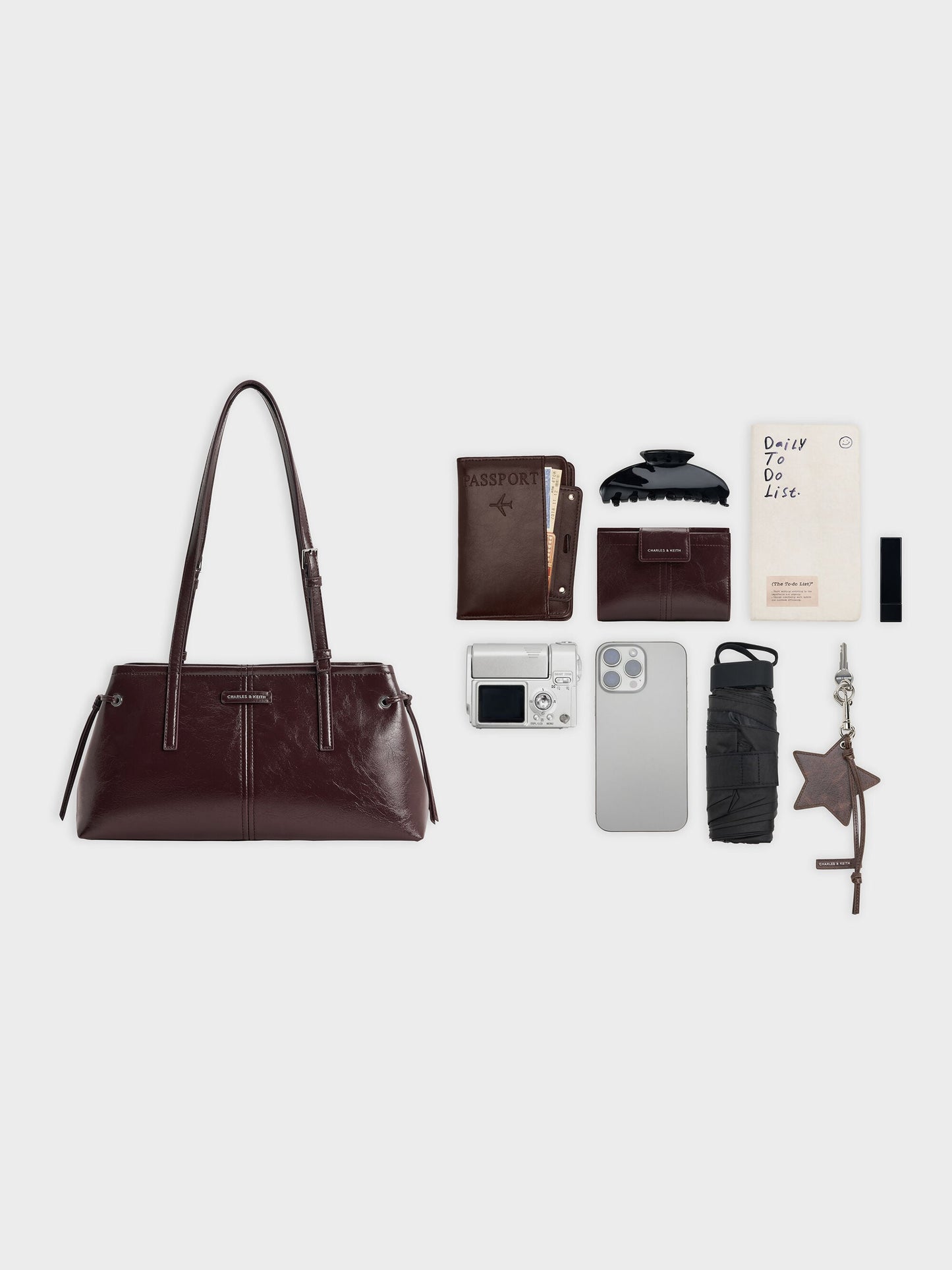 Noane Elongated-Handle Shoulder Bag - Wineberry Red | CHARLES & KEITH