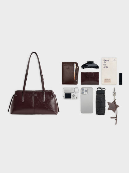 Noane Elongated-Handle Shoulder Bag - Wineberry Red | CHARLES & KEITH
