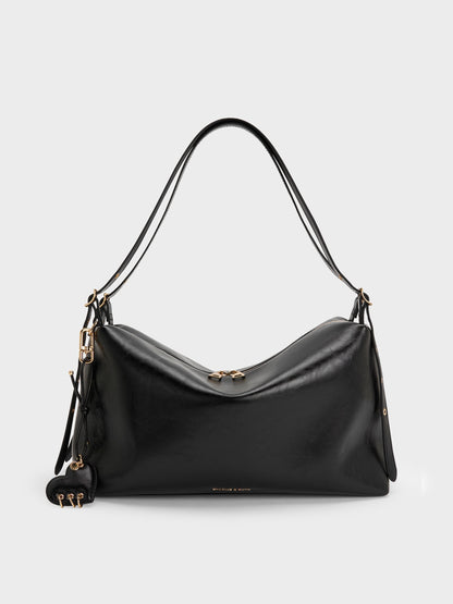 Rey Slouchy Shoulder Bag - Black | CHARLES & KEITH