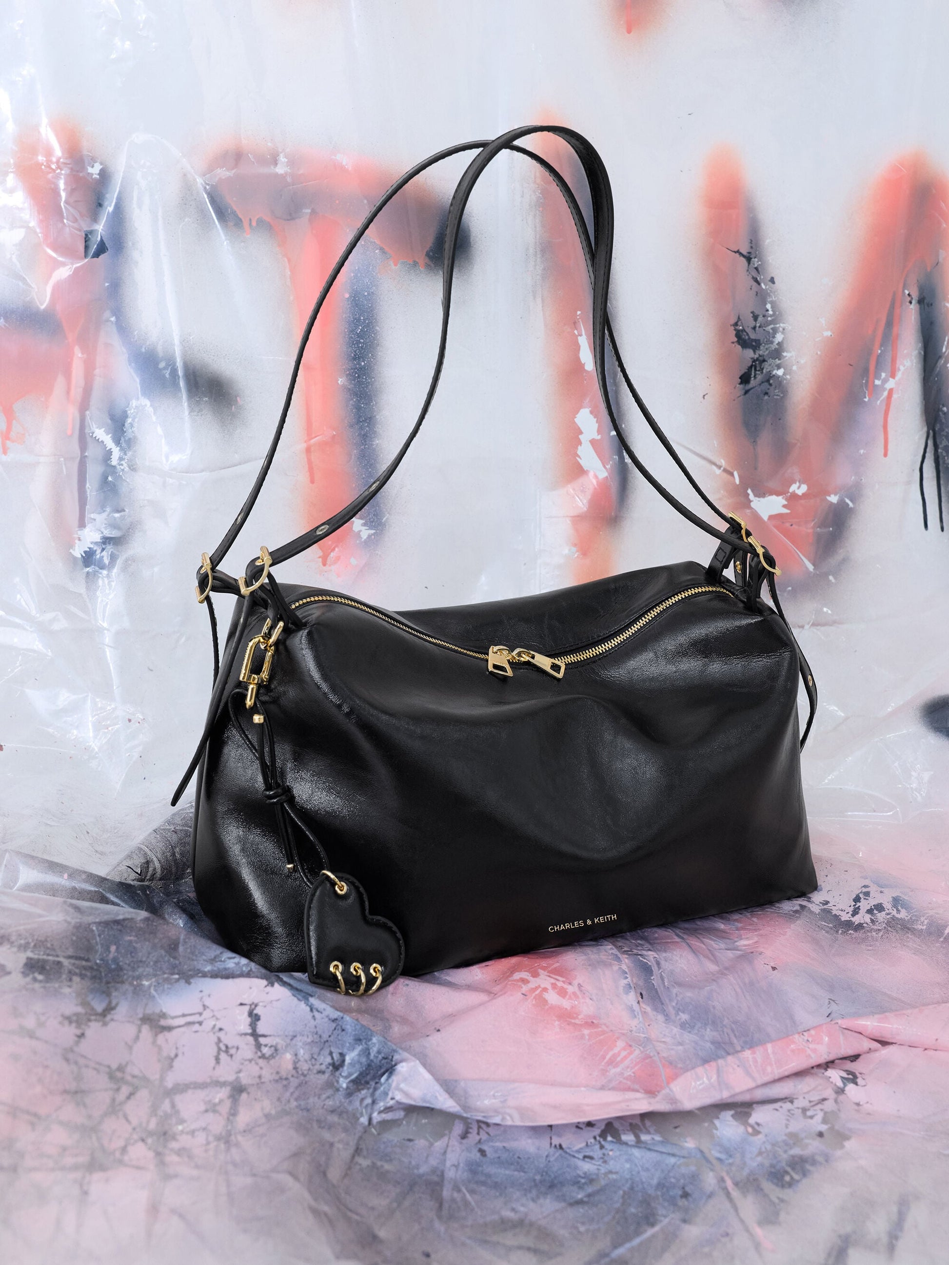 Rey Slouchy Shoulder Bag - Black | CHARLES & KEITH