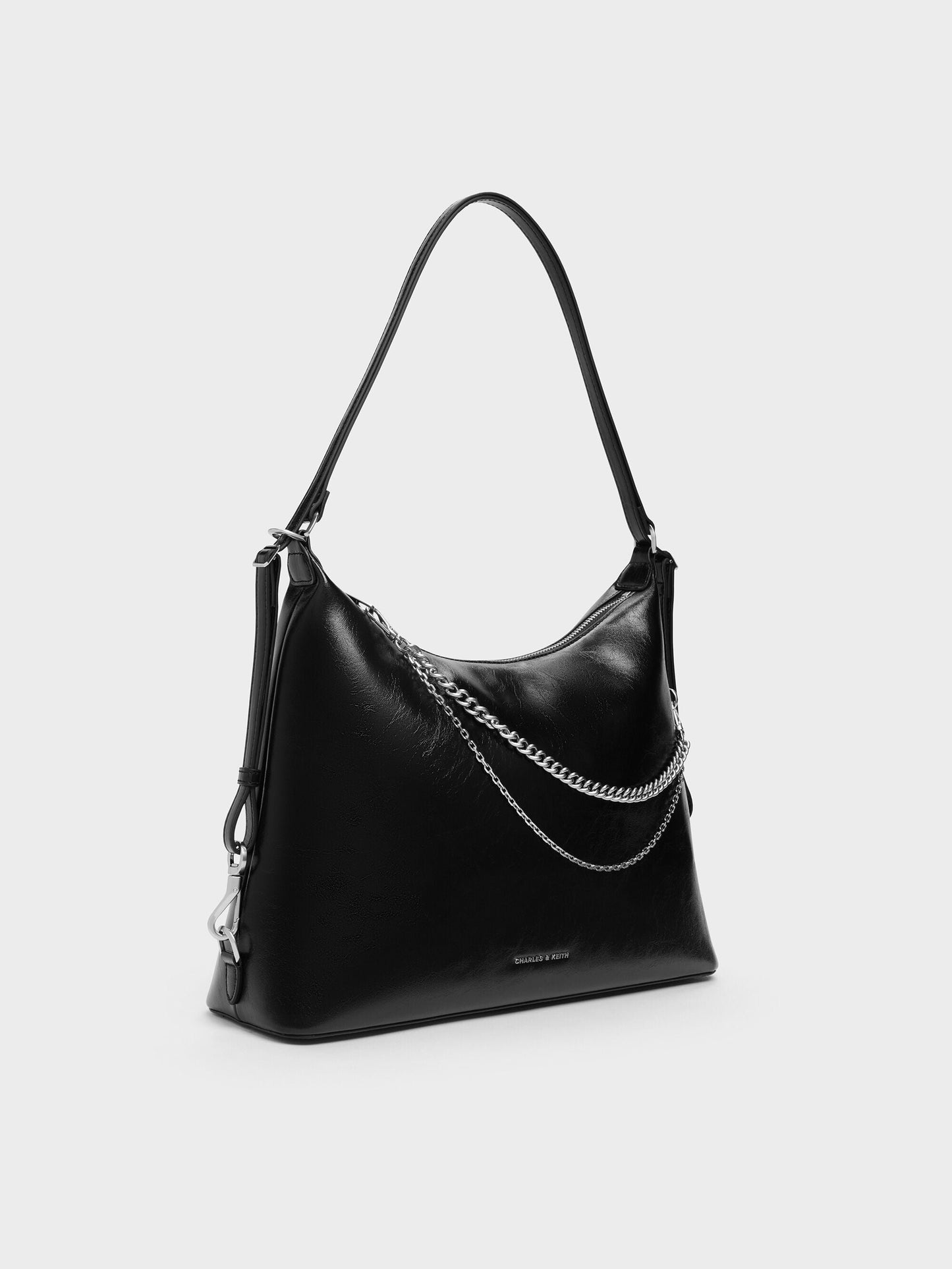 Atwood Chain Convertible Hobo Bag - Noir | CHARLES & KEITH