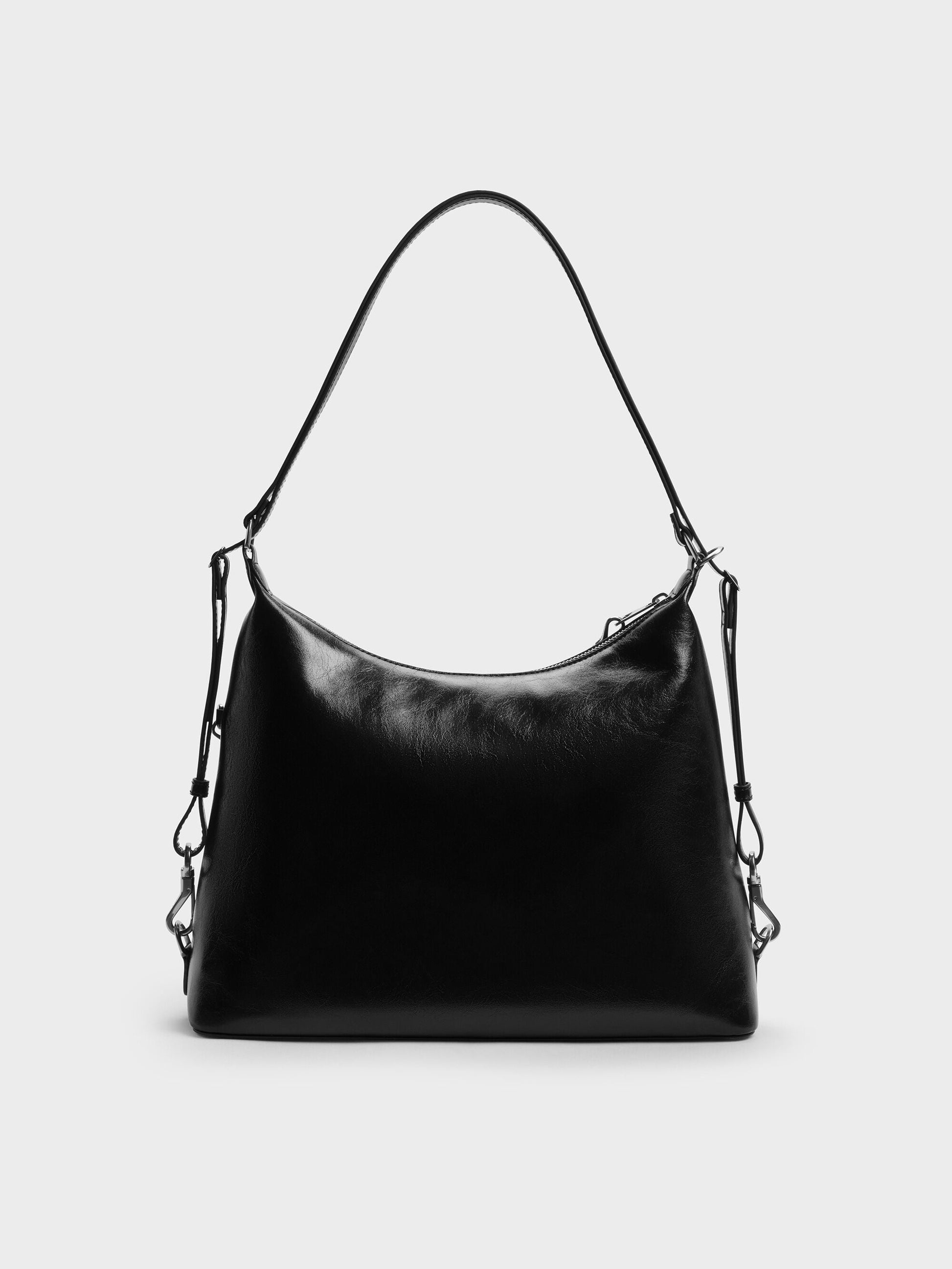 Atwood Chain Convertible Hobo Bag - Noir | CHARLES & KEITH