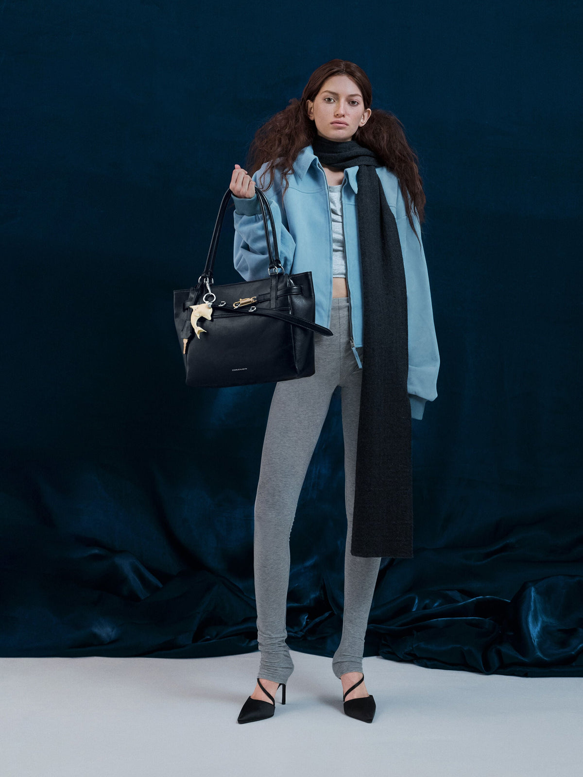 Delfina Belted Tote Bag - Noir | CHARLES & KEITH
