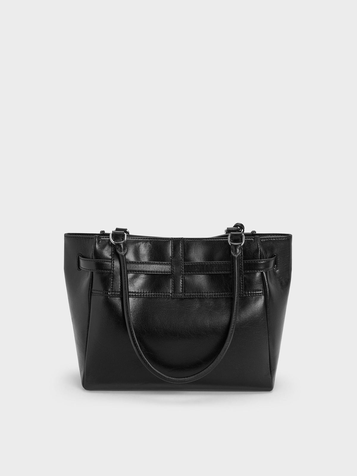 Delfina Belted Tote Bag - Noir | CHARLES & KEITH