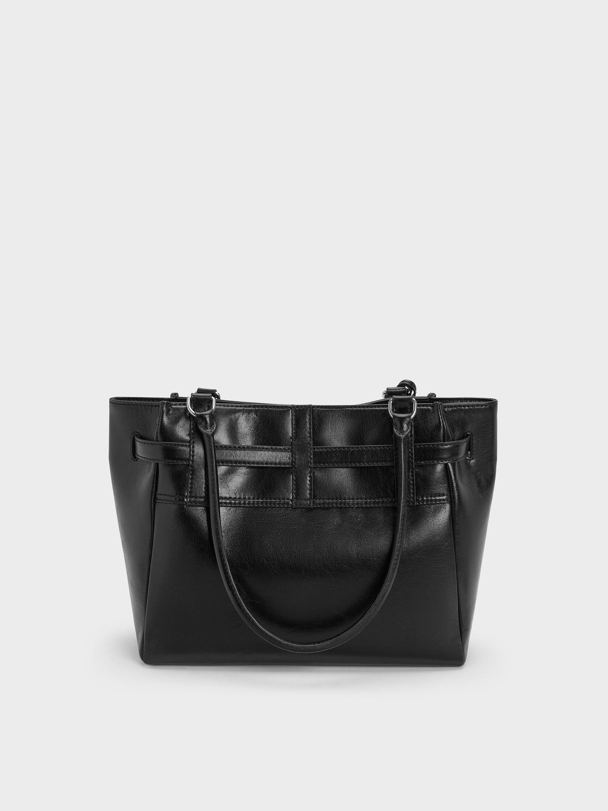 Delfina Belted Tote Bag - Noir | CHARLES & KEITH