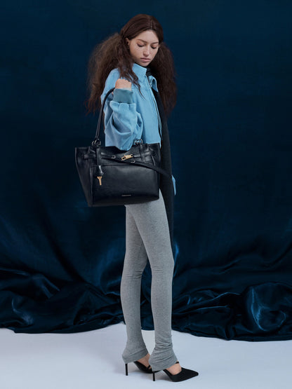 Delfina Belted Tote Bag - Noir | CHARLES & KEITH