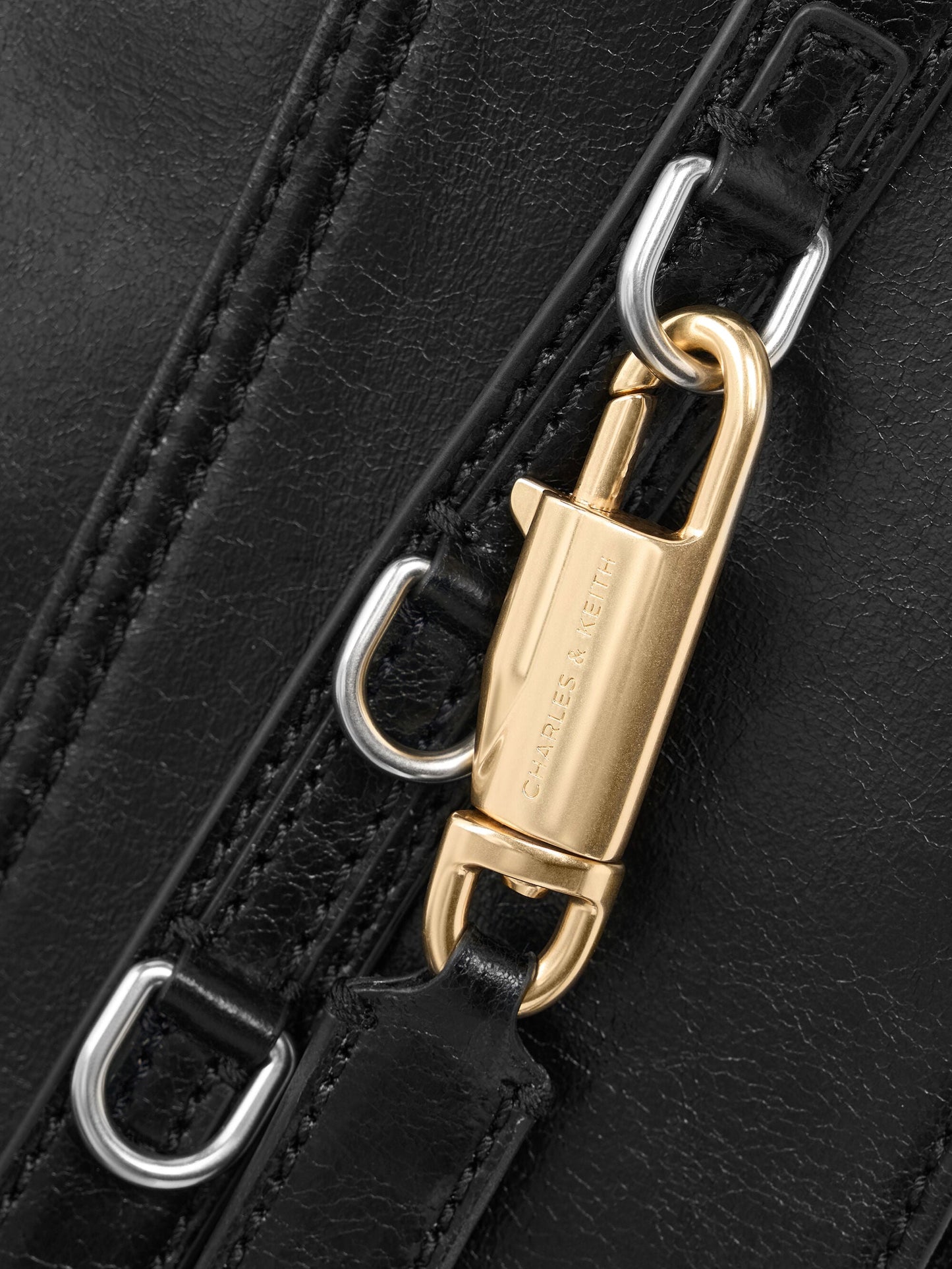 Delfina Belted Tote Bag - Noir | CHARLES & KEITH