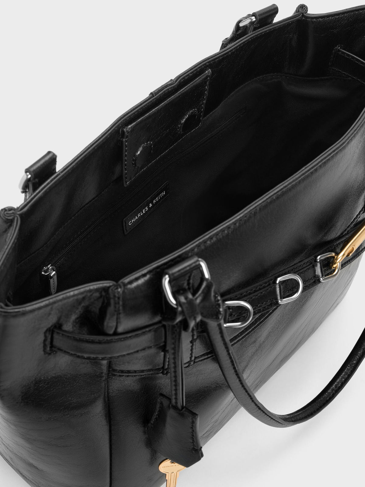 Delfina Belted Tote Bag - Noir | CHARLES & KEITH