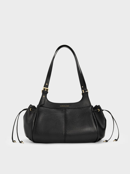 Lillith Drawstring Tote Bag - Black | CHARLES & KEITH