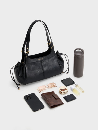 Lillith Drawstring Tote Bag - Black | CHARLES & KEITH