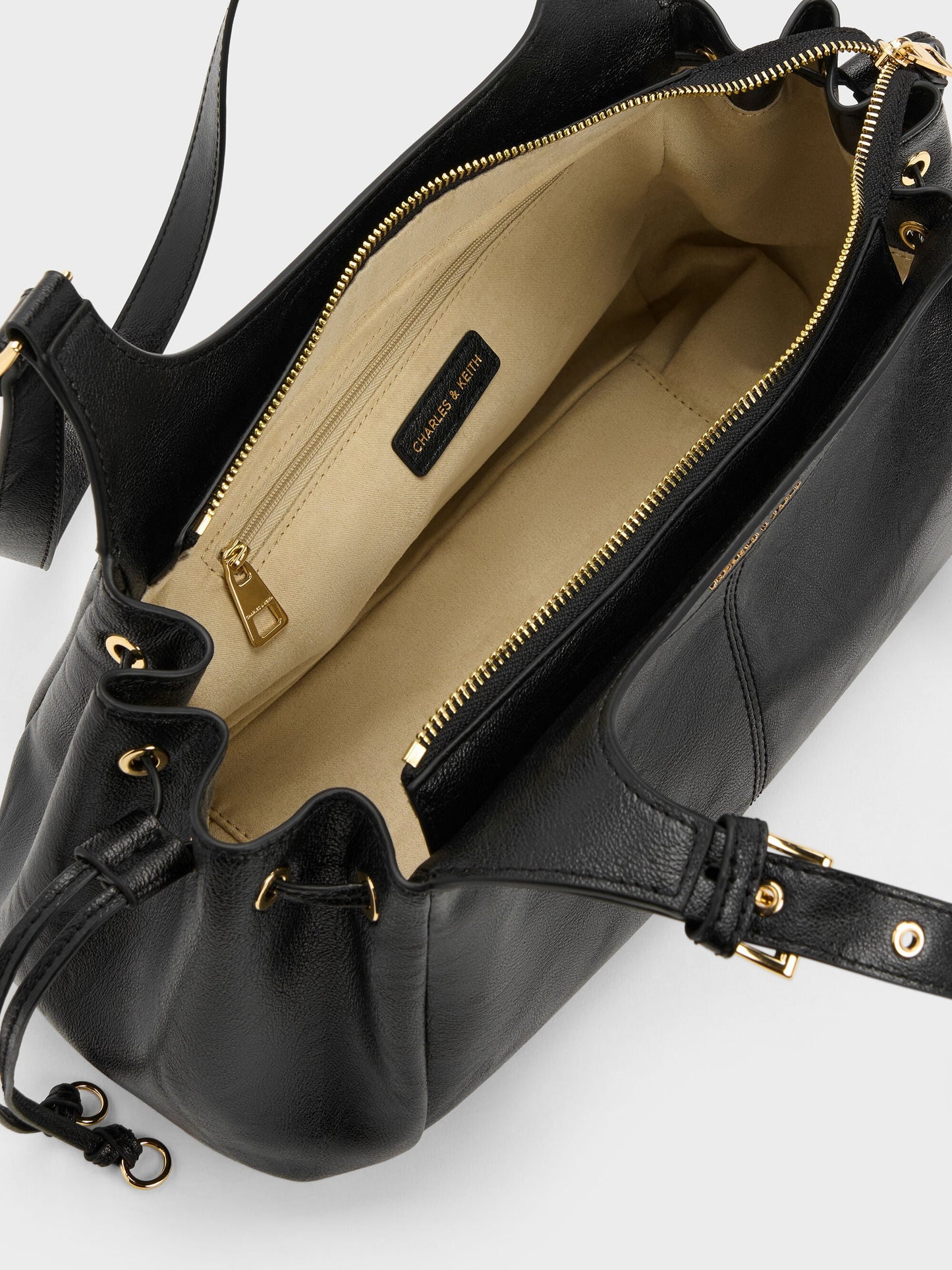 Lillith Drawstring Tote Bag - Black | CHARLES & KEITH