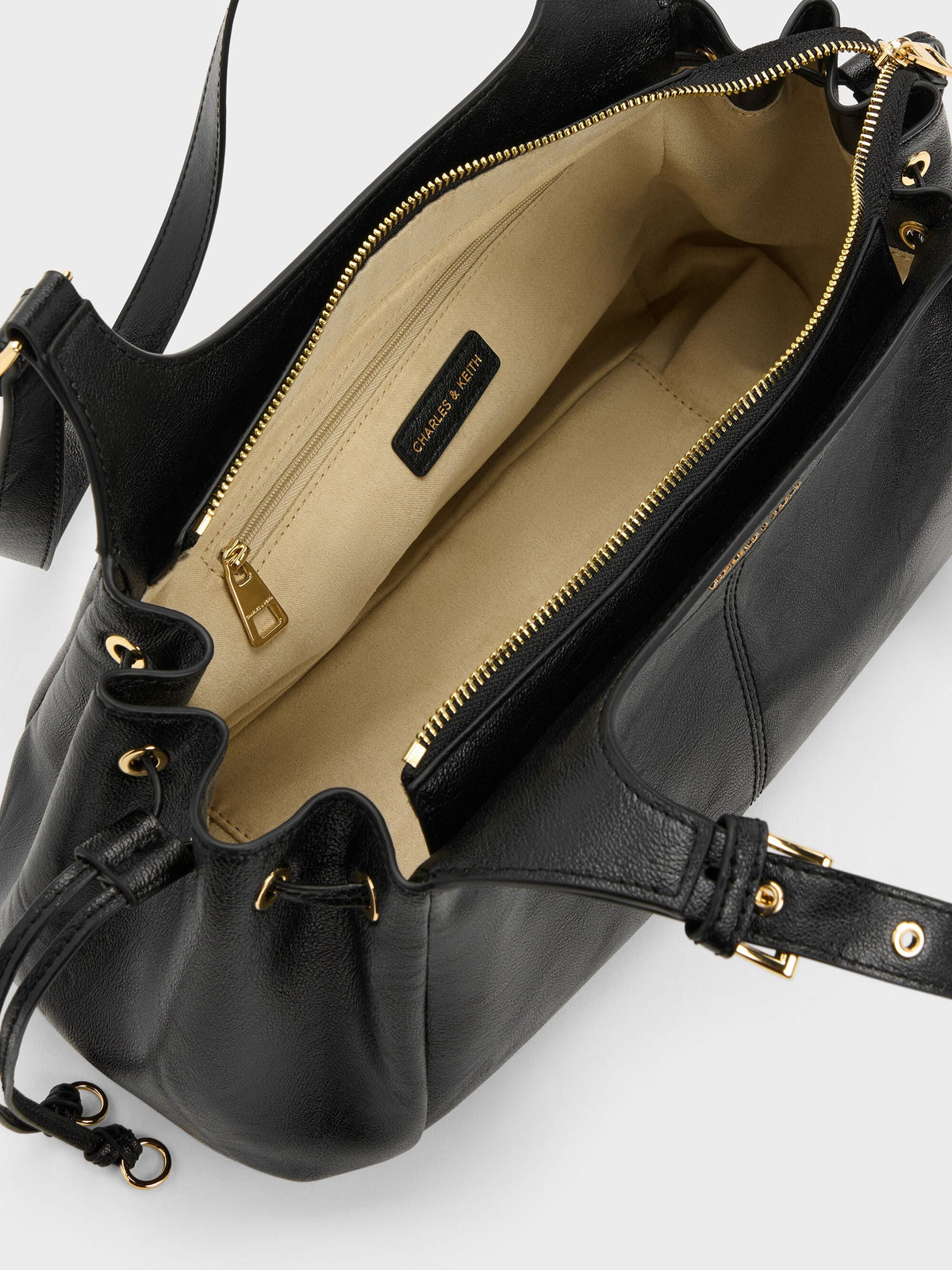 Lillith Drawstring Tote Bag - Black | CHARLES & KEITH