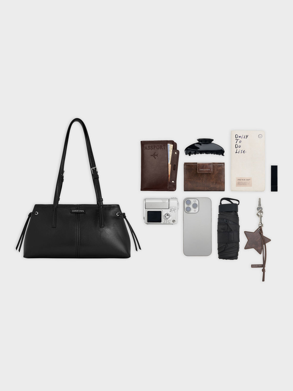 Noane Elongated-Handle Shoulder Bag - Noir | CHARLES & KEITH