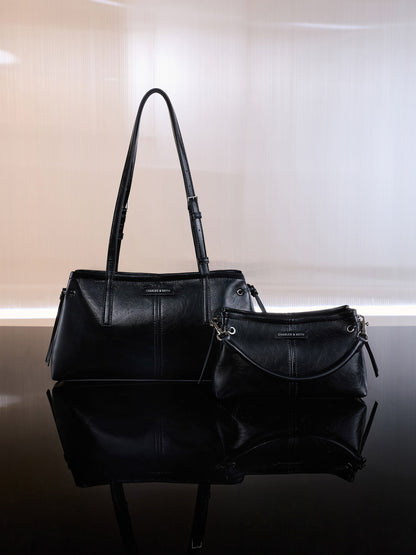 Noane Elongated-Handle Shoulder Bag - Noir | CHARLES & KEITH
