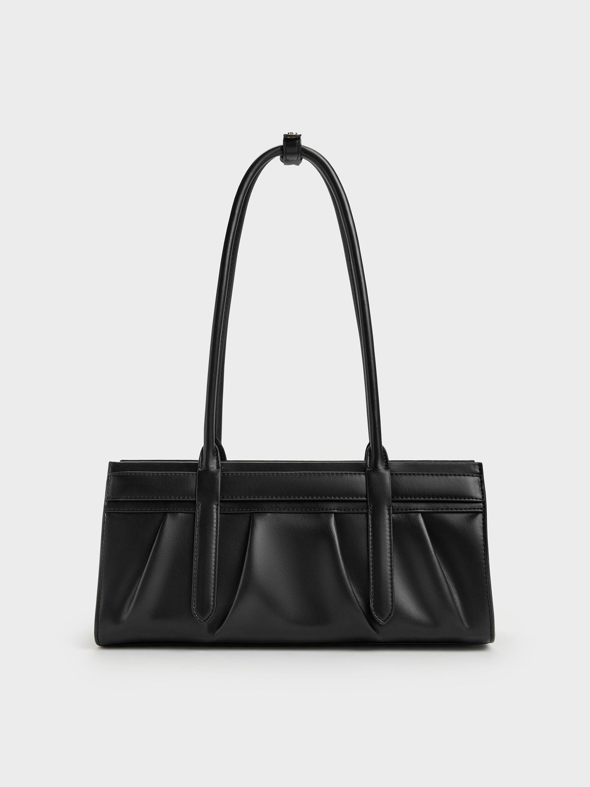 Isolde Belted Ruched Shoulder Bag - Black | CHARLES & KEITH