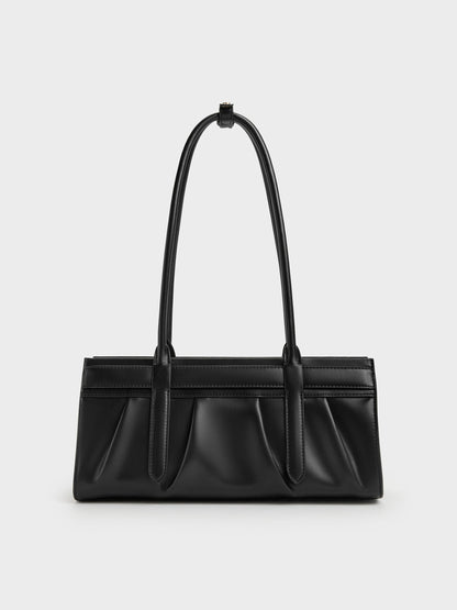 Isolde Belted Ruched Shoulder Bag - Black | CHARLES & KEITH