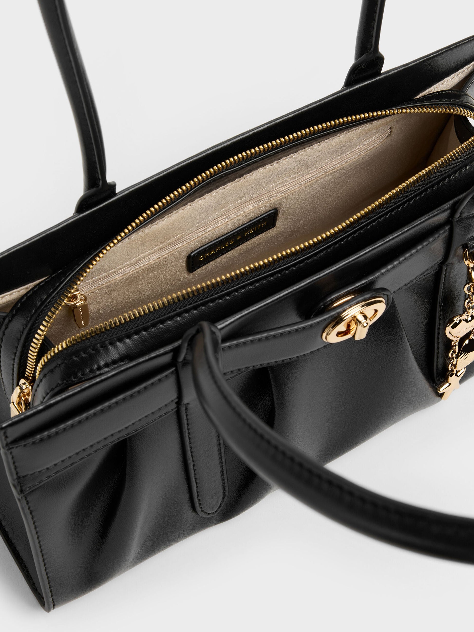 Isolde Belted Ruched Shoulder Bag - Black | CHARLES & KEITH